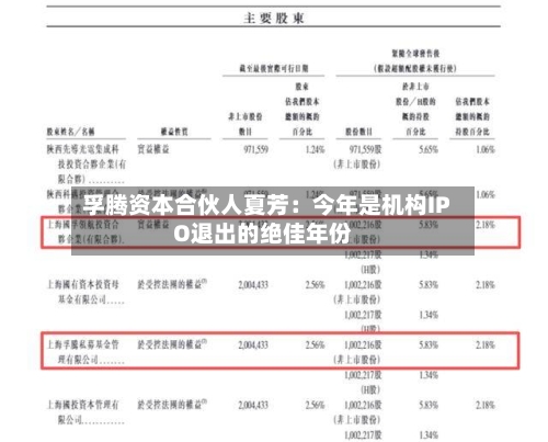 孚腾资本合伙人夏芳:今年是机构IPO退出的绝佳年份-第3张图片