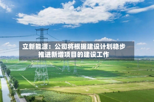 立新能源:公司将根据建设计划稳步推进新增项目的建设工作-第3张图片