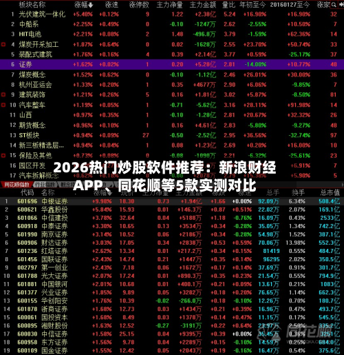 2026热门炒股软件推荐:新浪财经APP、同花顺等5款实测对比