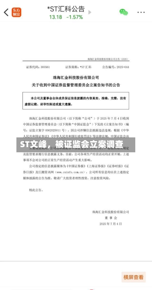 ST文峰，被证监会立案调查-第3张图片