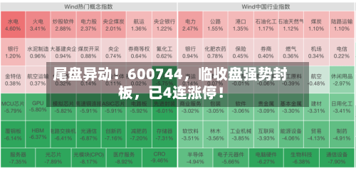 尾盘异动！600744	，临收盘强势封板，已4连涨停！-第3张图片