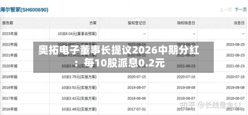 奥拓电子董事长提议2026中期分红：每10股派息0.2元-第2张图片