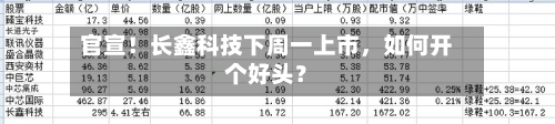 官宣!长鑫科技下周一上市,如何开个好头?