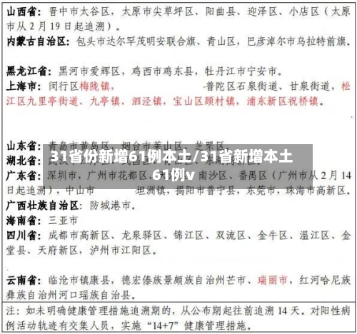 31省份新增61例本土/31省新增本土61例v