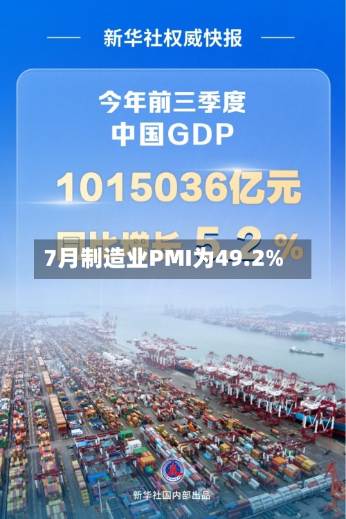 7月制造业PMI为49.2%