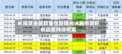 长线资金最新重仓股曝光 A股市场积极因素持续积累-第2张图片