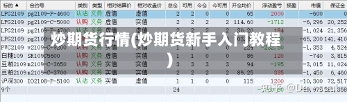 炒期货行情(炒期货新手入门教程)